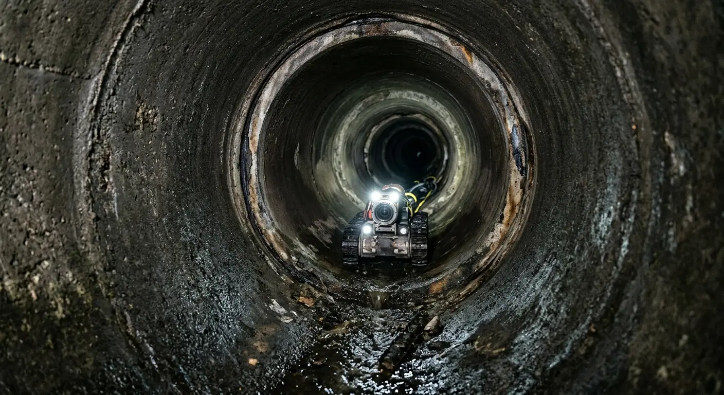 Robotic sewer camera inspecting pipe interior for Drain Snake Service in Sansom Park